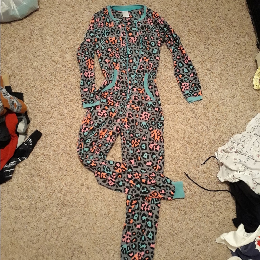 One piece cheetah print pajamas